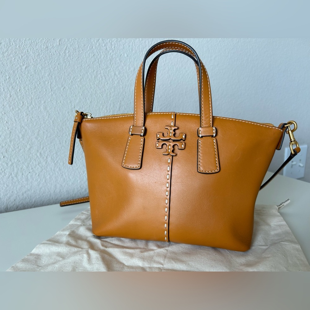 Tory Burch Squash Smooth Leather Mini McGraw Satchel - Picture 3 of 13